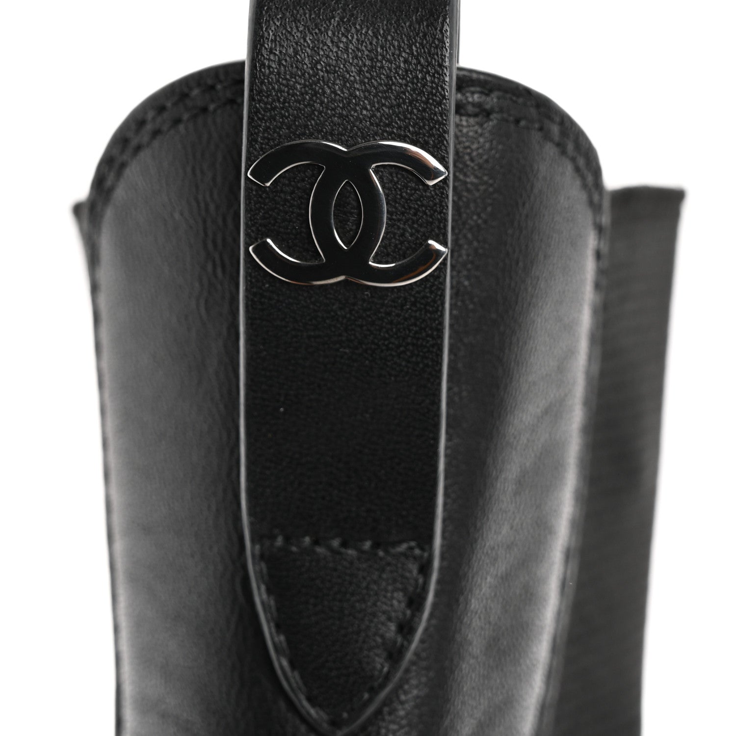 Chanel Calfskin Patent Cap Toe Ankle Boots 37 Black 10 of 13