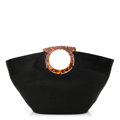 Salvatore Ferragamo Straw Maia Gancini Rascello Tote Black 1 of 8