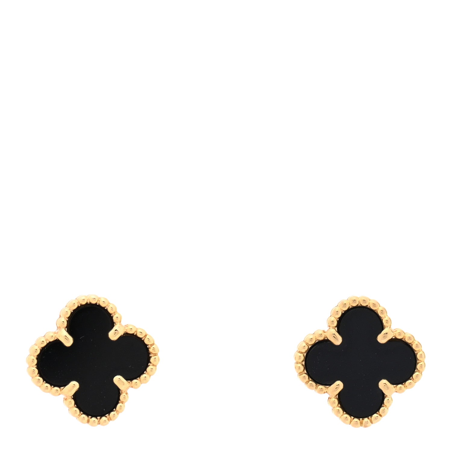 Van Cleef & Arpels 18K Yellow Gold Black Onyx Sweet Alhambra Earrings 1 of 5