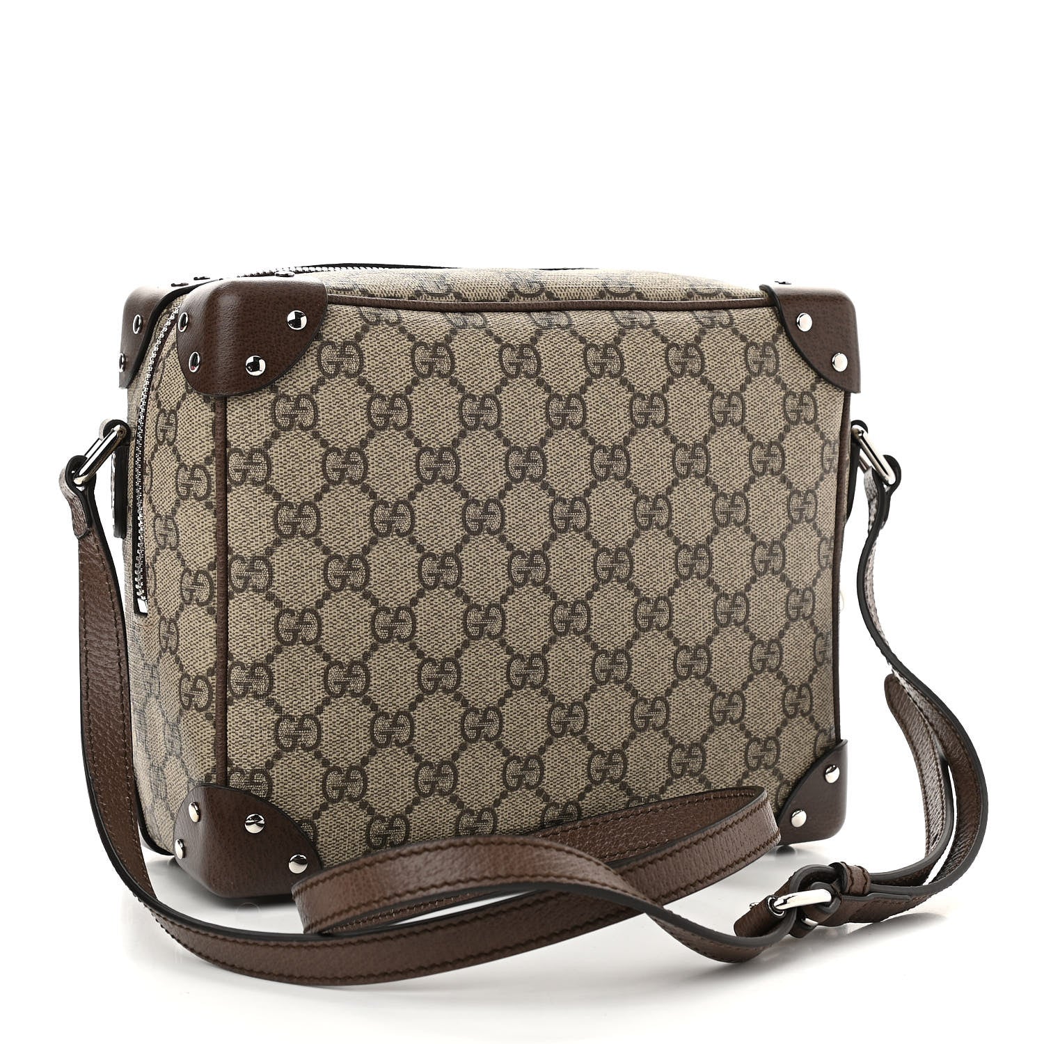 Gucci GG Supreme Monogram Textured Calfskin Square Messenger Bag Beige Ebony New Acero 3 of 10
