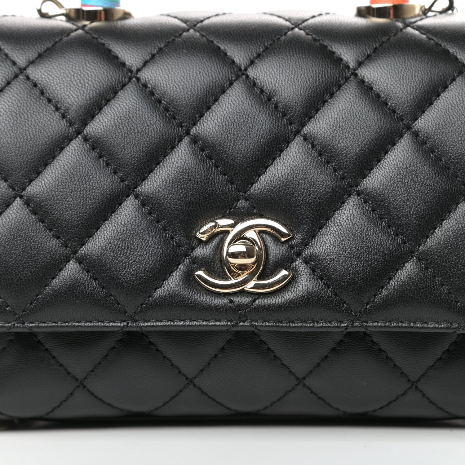 Chanel Goatskin Quilted Rainbow Extra Mini Coco Handle Flap Black 10 of 10