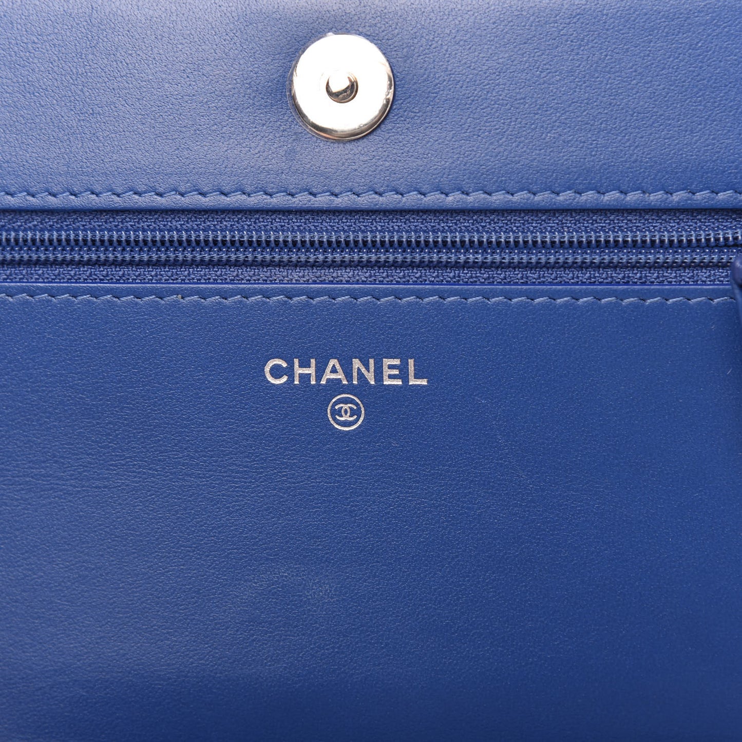 Caviar Chevron Quilted Boy Wallet On Chain WOC Blue
