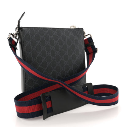 Gucci GG Supreme Monogram Web Small Flat Messenger Bag Black Grey 3 of 10