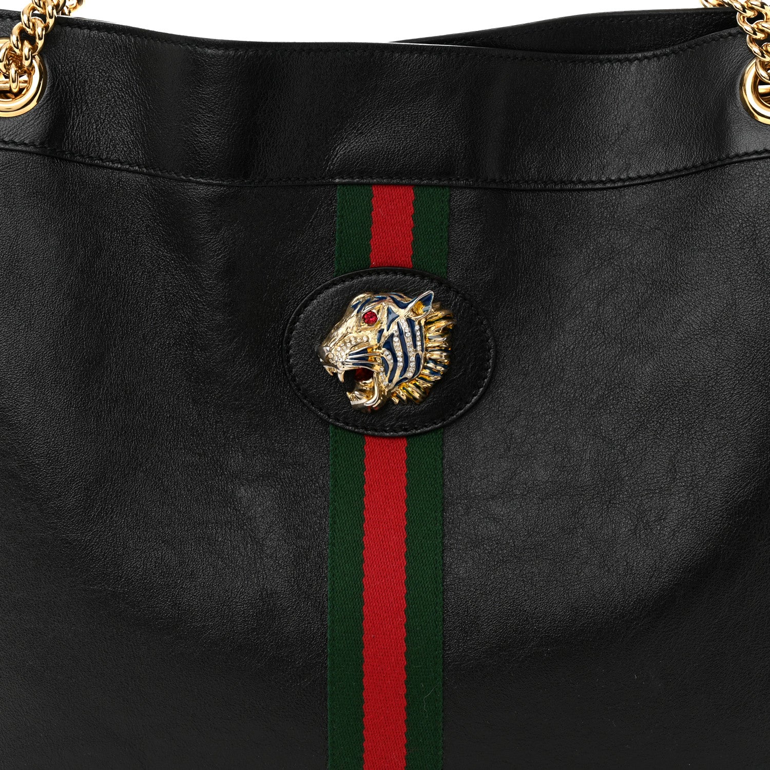 Gucci Calfskin Large Rajah Chain Tote Black 8 of 10