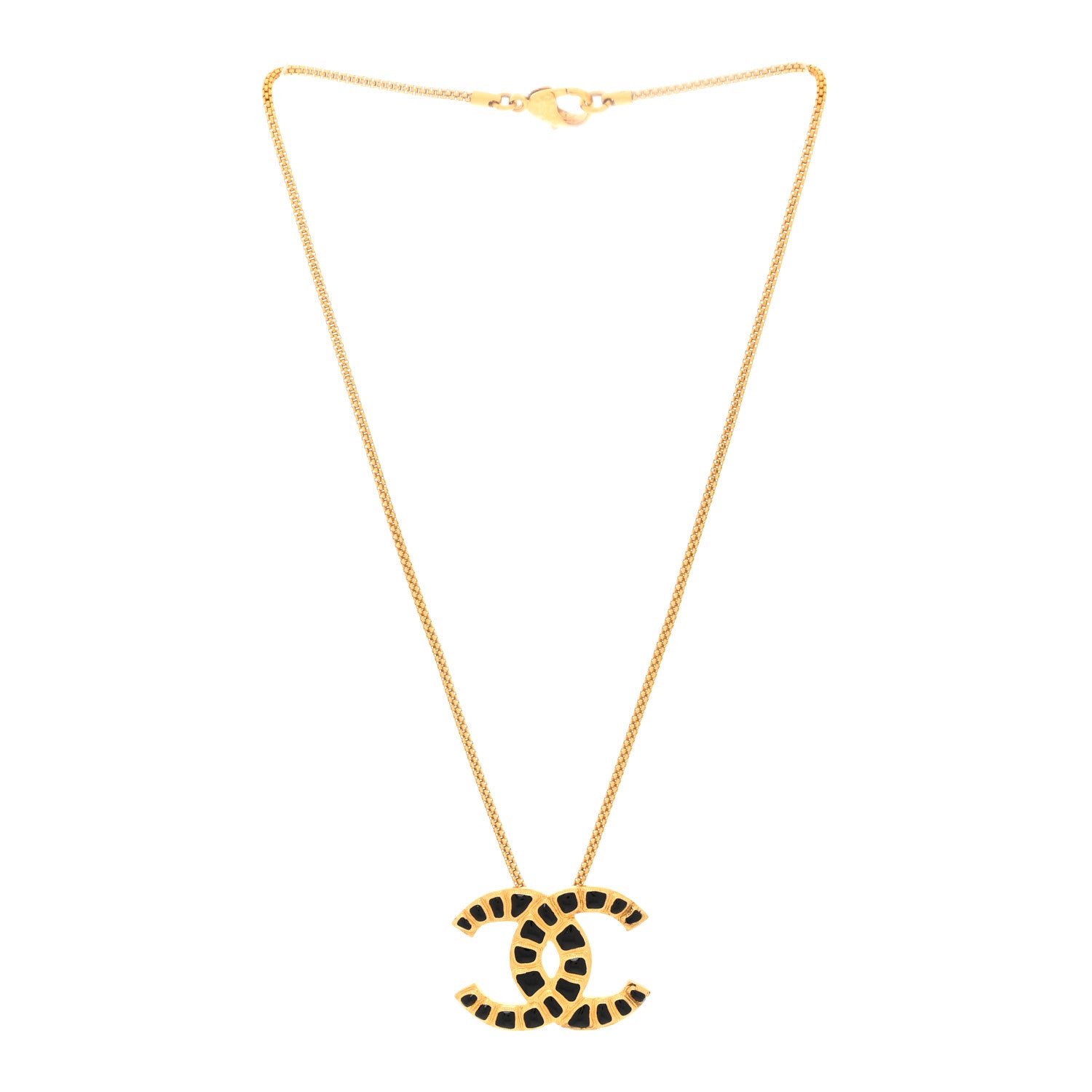 Chanel Resin Along The Nile CC Pendant Necklace Gold Black 3 of 5