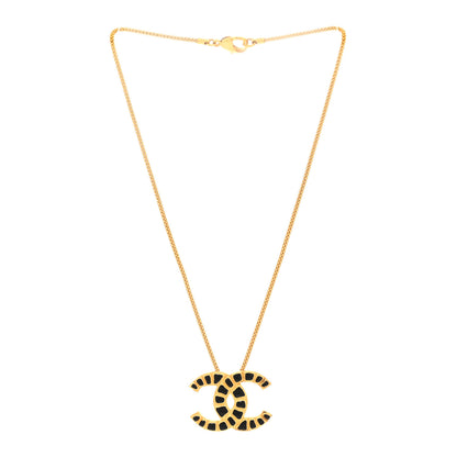 Chanel Resin Along The Nile CC Pendant Necklace Gold Black 3 of 5