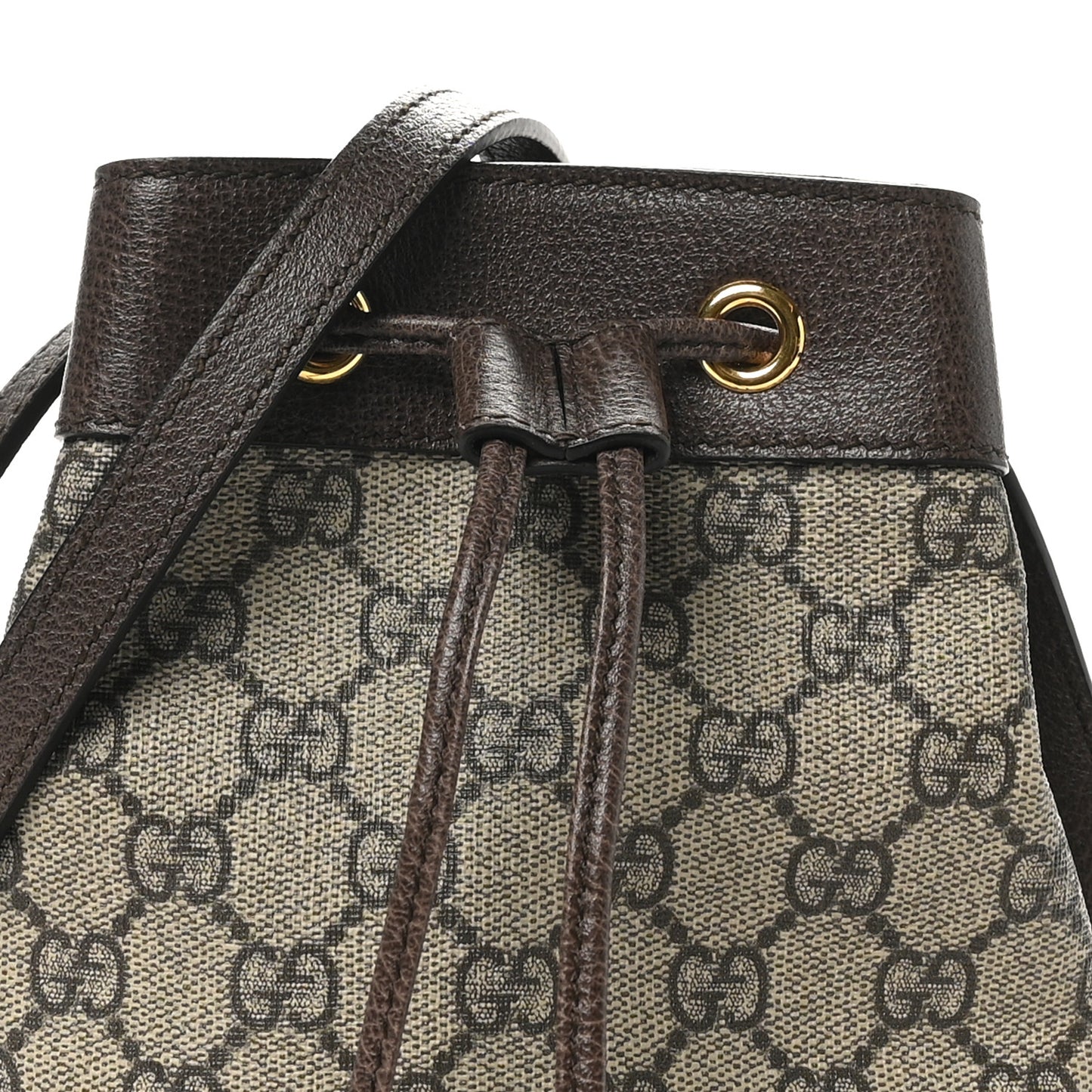 GG Supreme Monogram Web Mini Ophidia Bucket Bag Brown