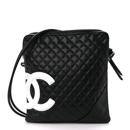 Chanel Calfskin Quilted Large Cambon Messenger Black White 1 of 13