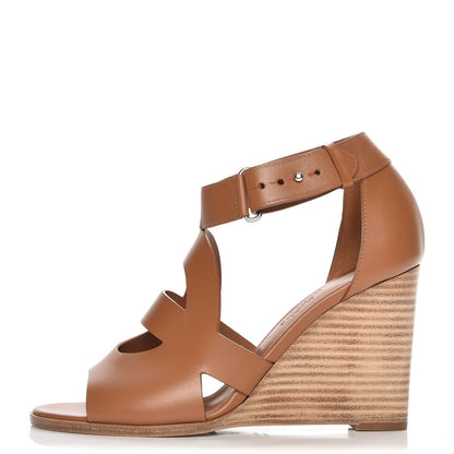 Hermes Calfskin Merryl Wedge Sandals 36 Naturel 1 of 9