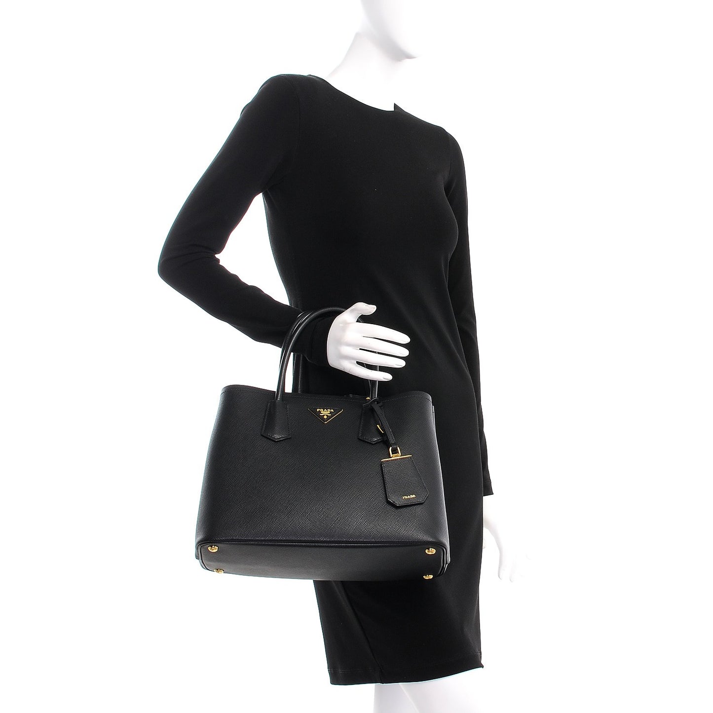 Saffiano Cuir Medium Double Bag Black Mughetto