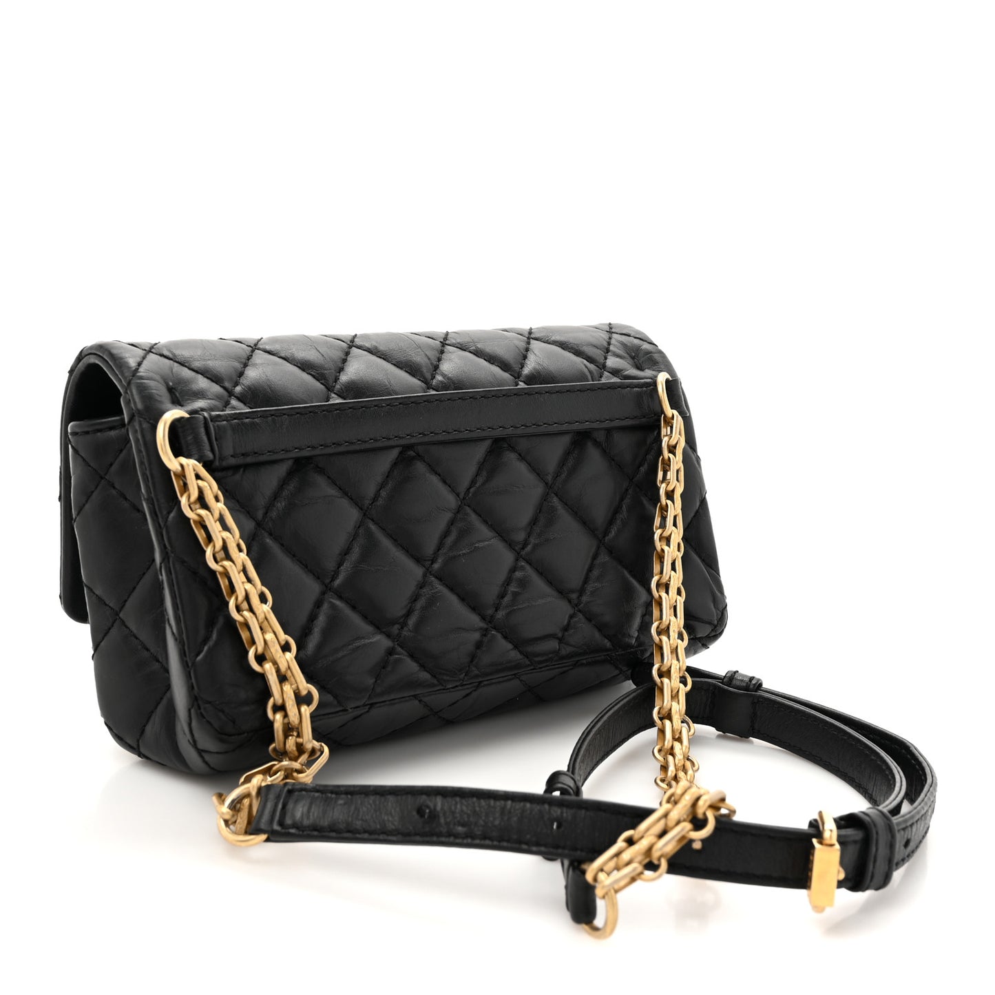 Aged Calfskin Quilted 2.55 Reissue Flap Belt Bag Clutch Black