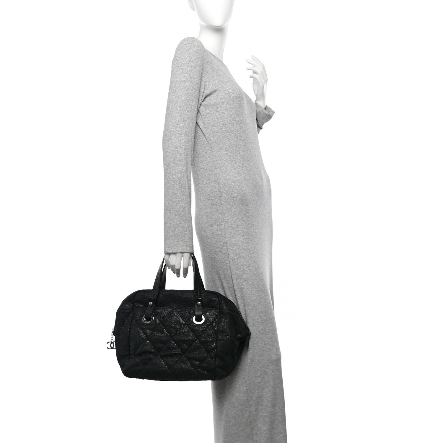 Chanel Coated Canvas Paris Biarritz Satchel Black 2 of 10