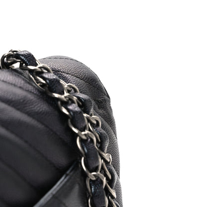 Chanel Iridescent Caviar Chevron Quilted Medium Double Flap Black 11 of 11