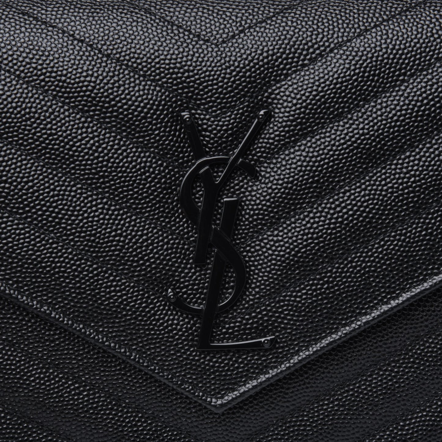 Grain De Poudre Matelasse Chevron Monogram Chain Wallet Black