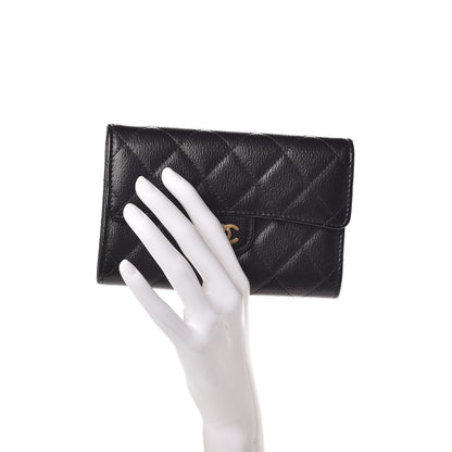 Chanel Letter Calfskin Embossed Quilted Small Flap Wallet Black 2 of 8