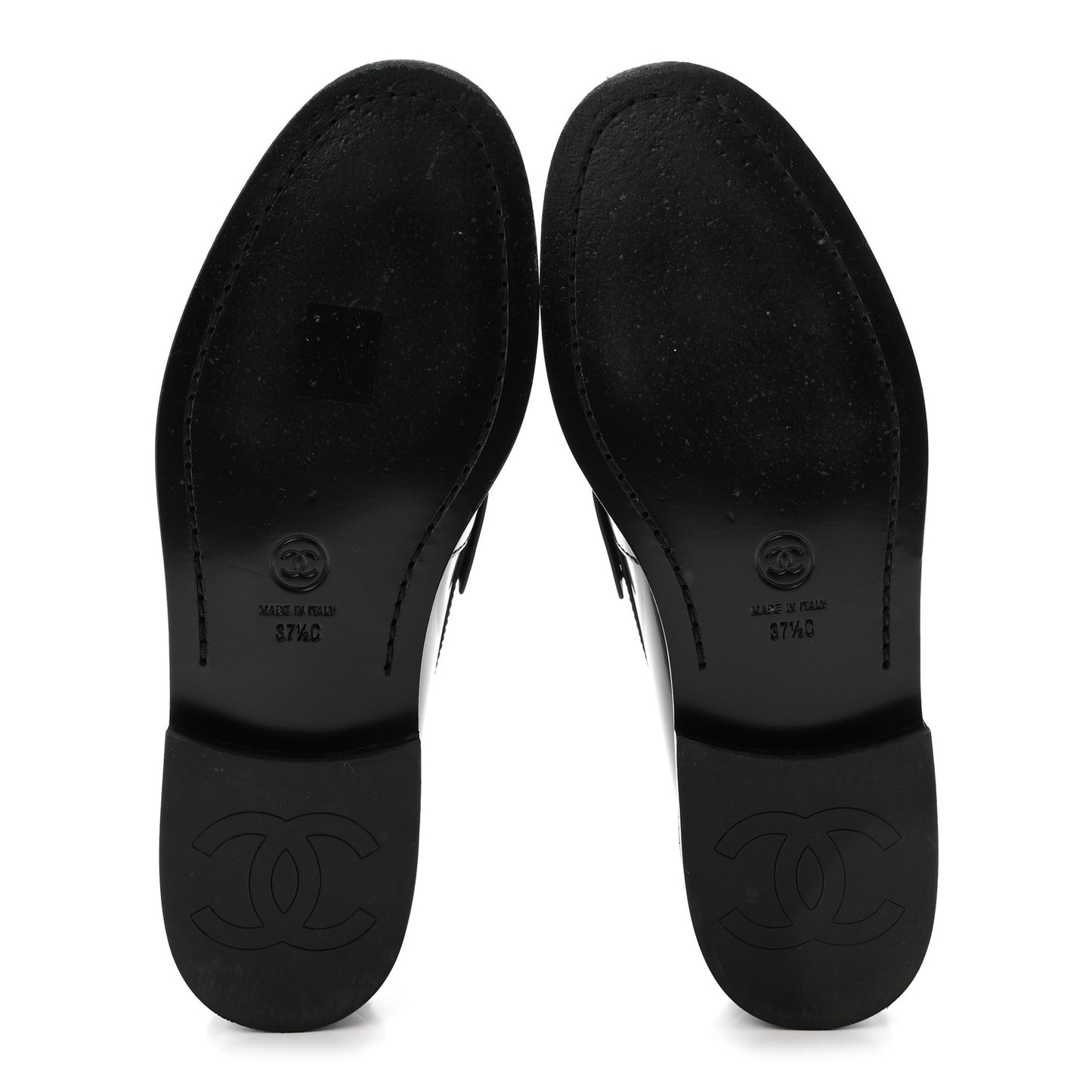 Shiny Calfskin Logo Loafers 37.5 Black