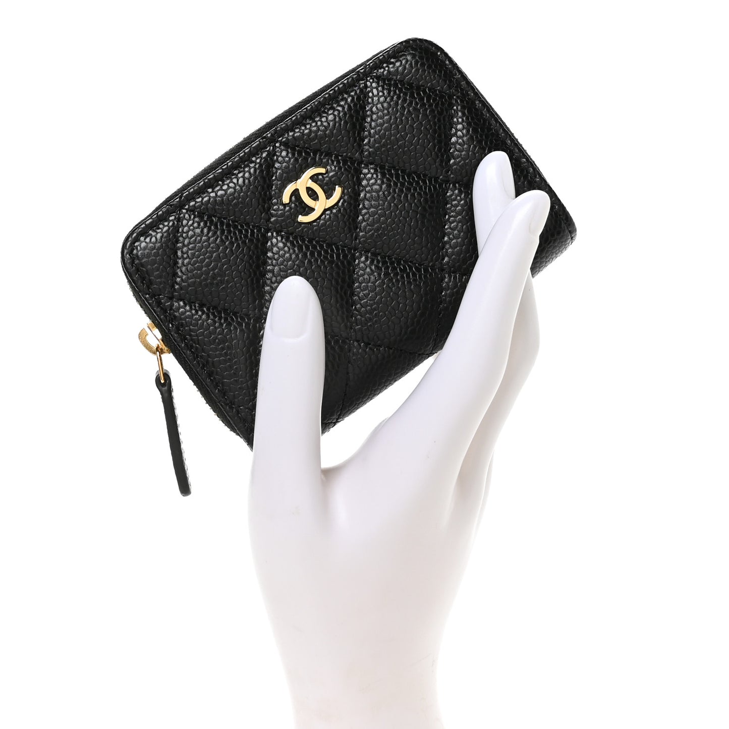 Caviar Quilted Zip Coin Purse Black