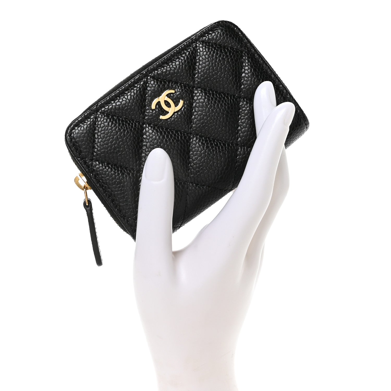 Chanel Caviar Quilted Zip Coin Purse Black 2 of 8