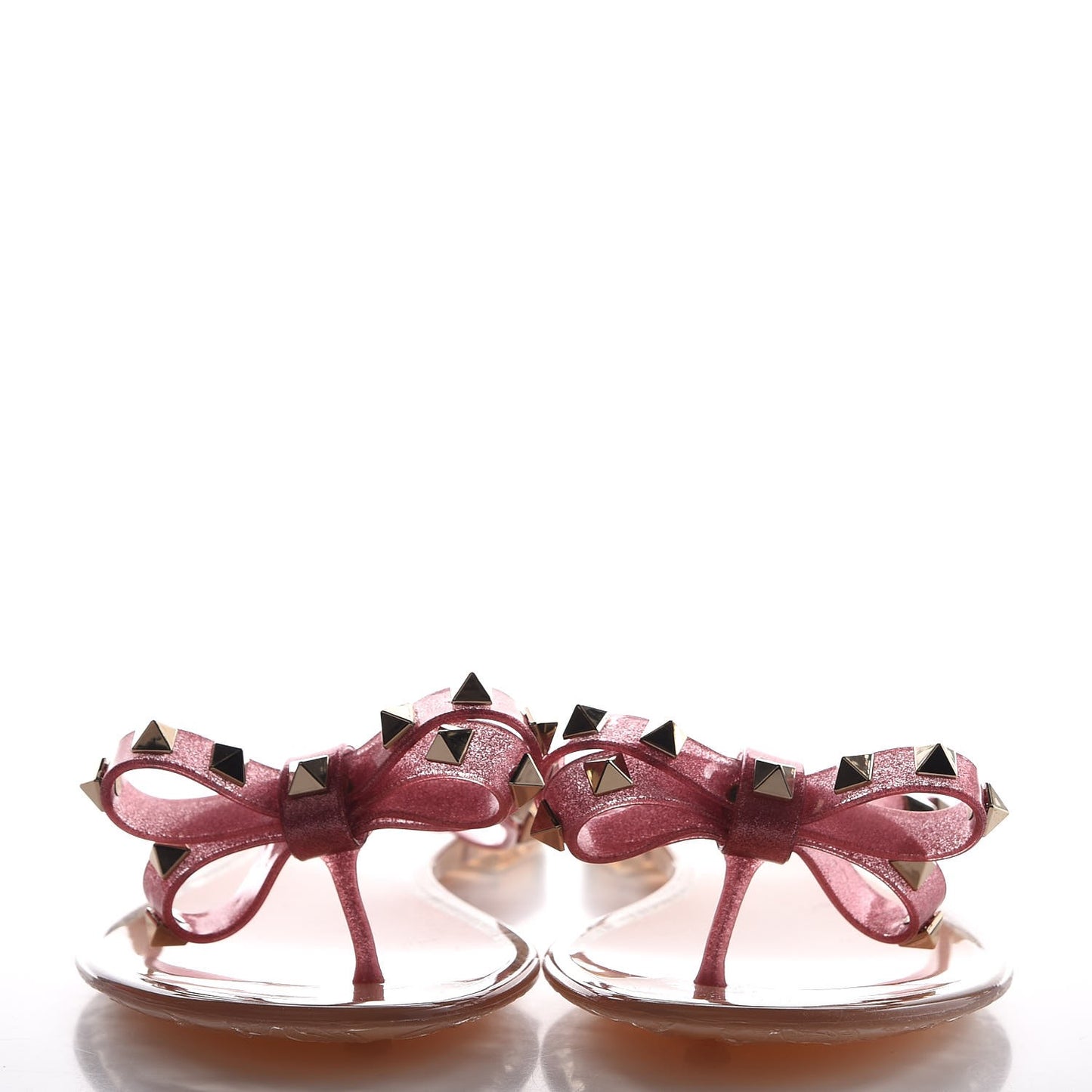 PVC Jelly Glitter Rockstud Bow Thong Sandals 37 Pink
