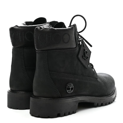 Jimmy Choo X TIMBERLAND Nubuck Glitter Womens Ankle Boots 39.5 Black Gunmetal 4 of 15