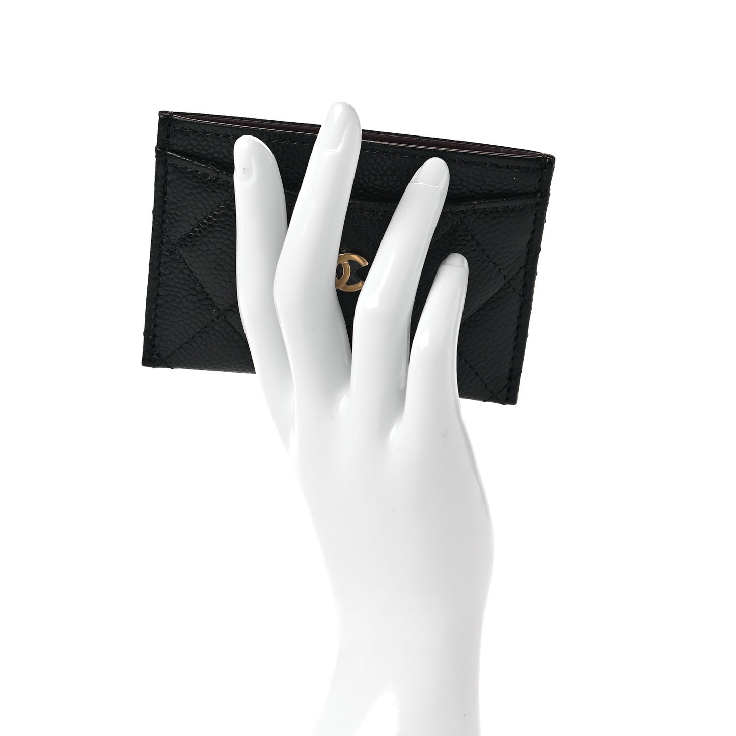Caviar Quilted Card Holder Black