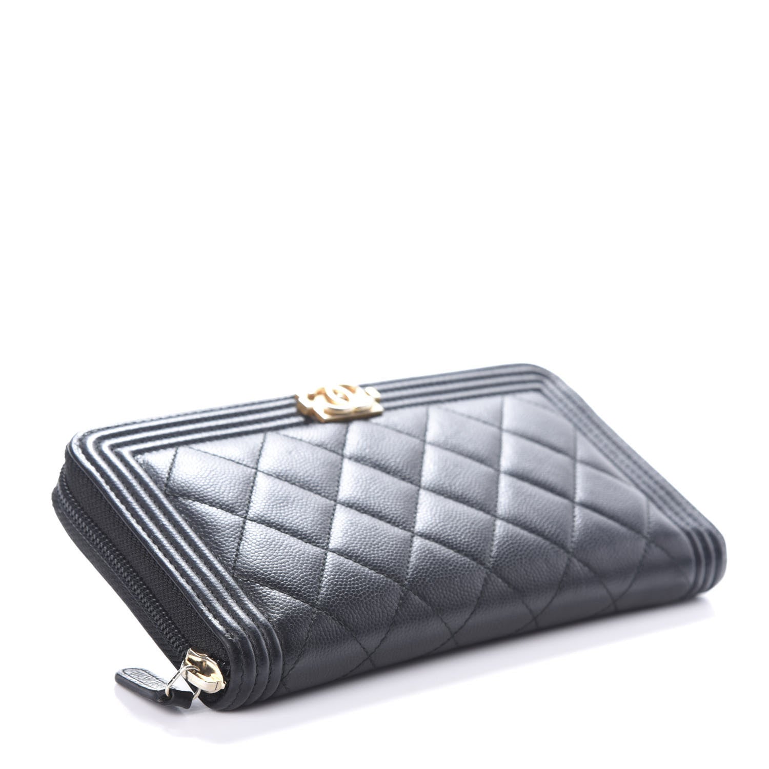 Chanel Caviar Quilted Boy Long Zip Around Wallet Black 4 of 7
