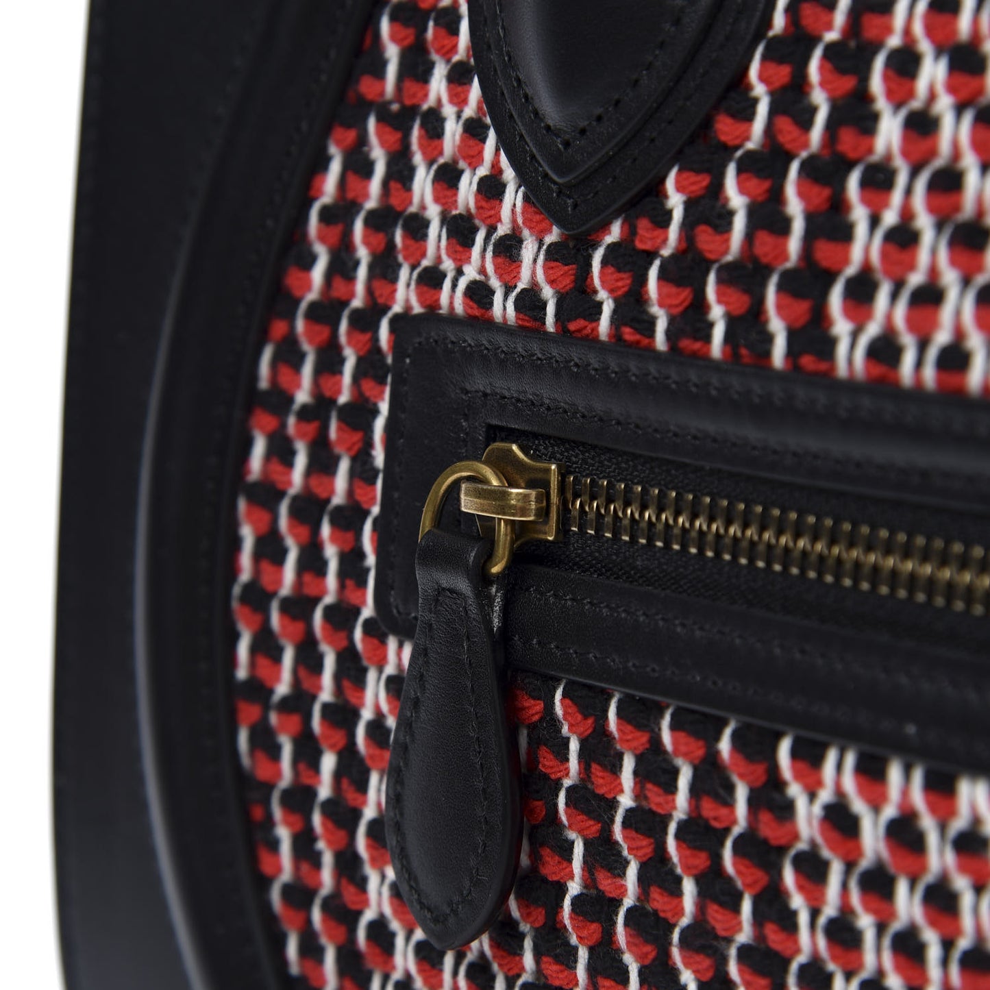 Smooth Calfskin Tweed Micro Luggage Black Scarlet