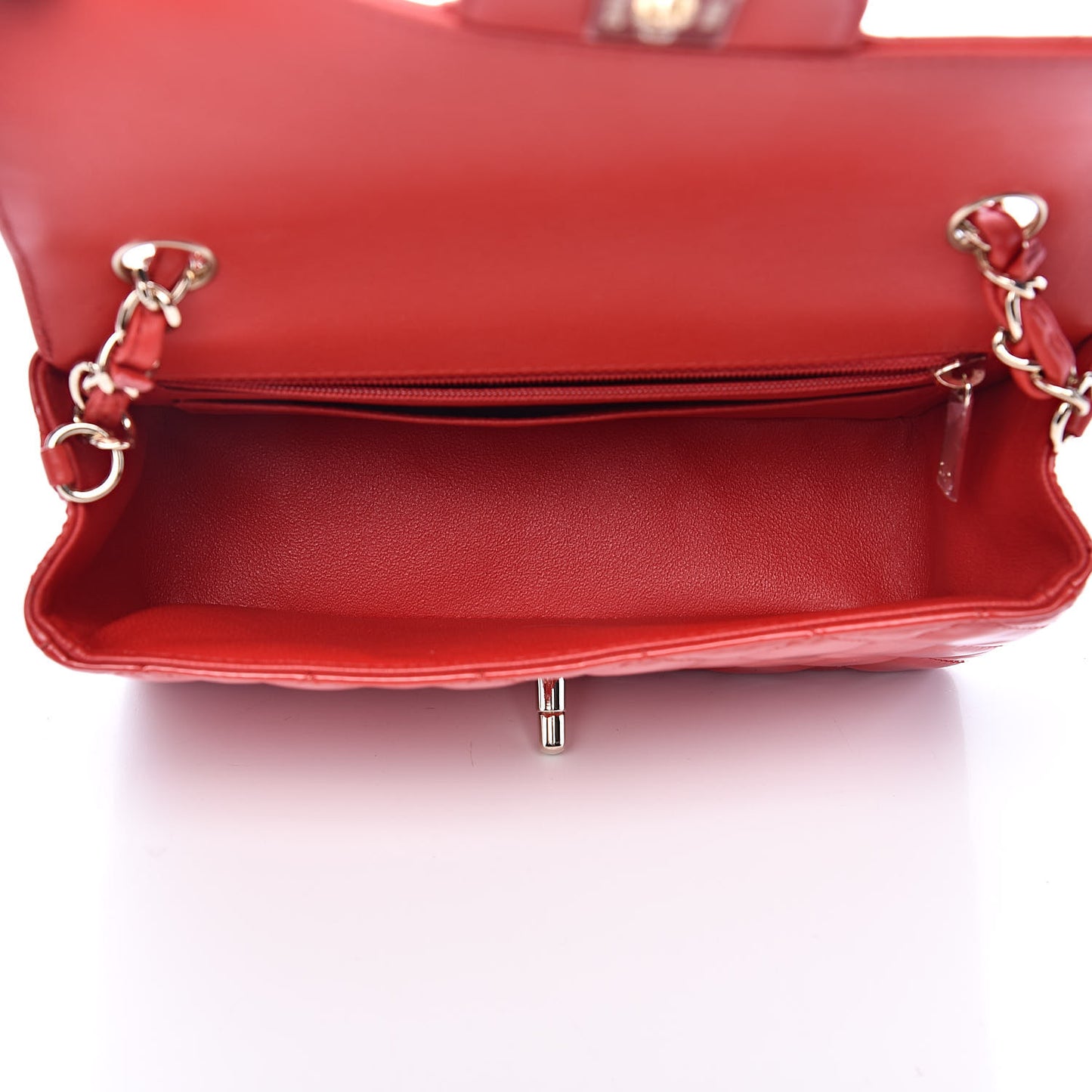 Patent Calfskin Quilted Mini Rectangular Flap Red