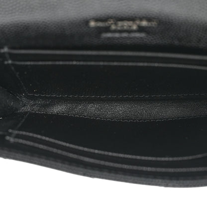 Saint Laurent Grain De Poudre Matelasse Chevron Small Monochrome Monogram Envelope Wallet Black 5 of 12