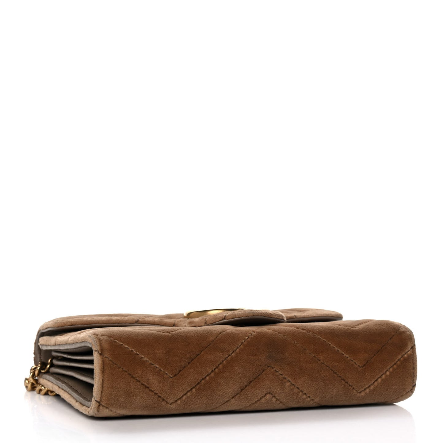Velvet Matelasse GG Marmont Chain Wallet Taupe
