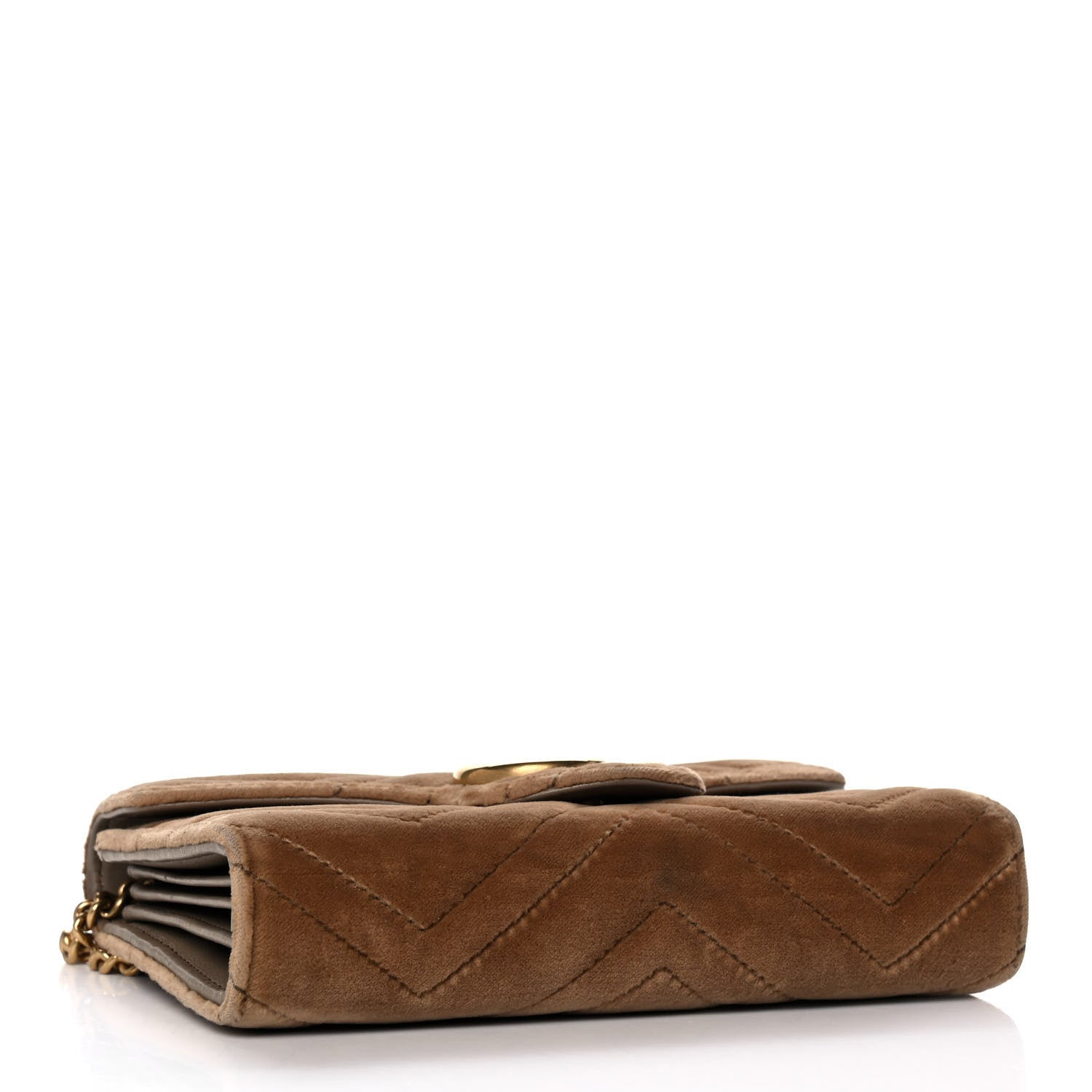 Gucci Velvet Matelasse GG Marmont Chain Wallet Taupe 8 of 23