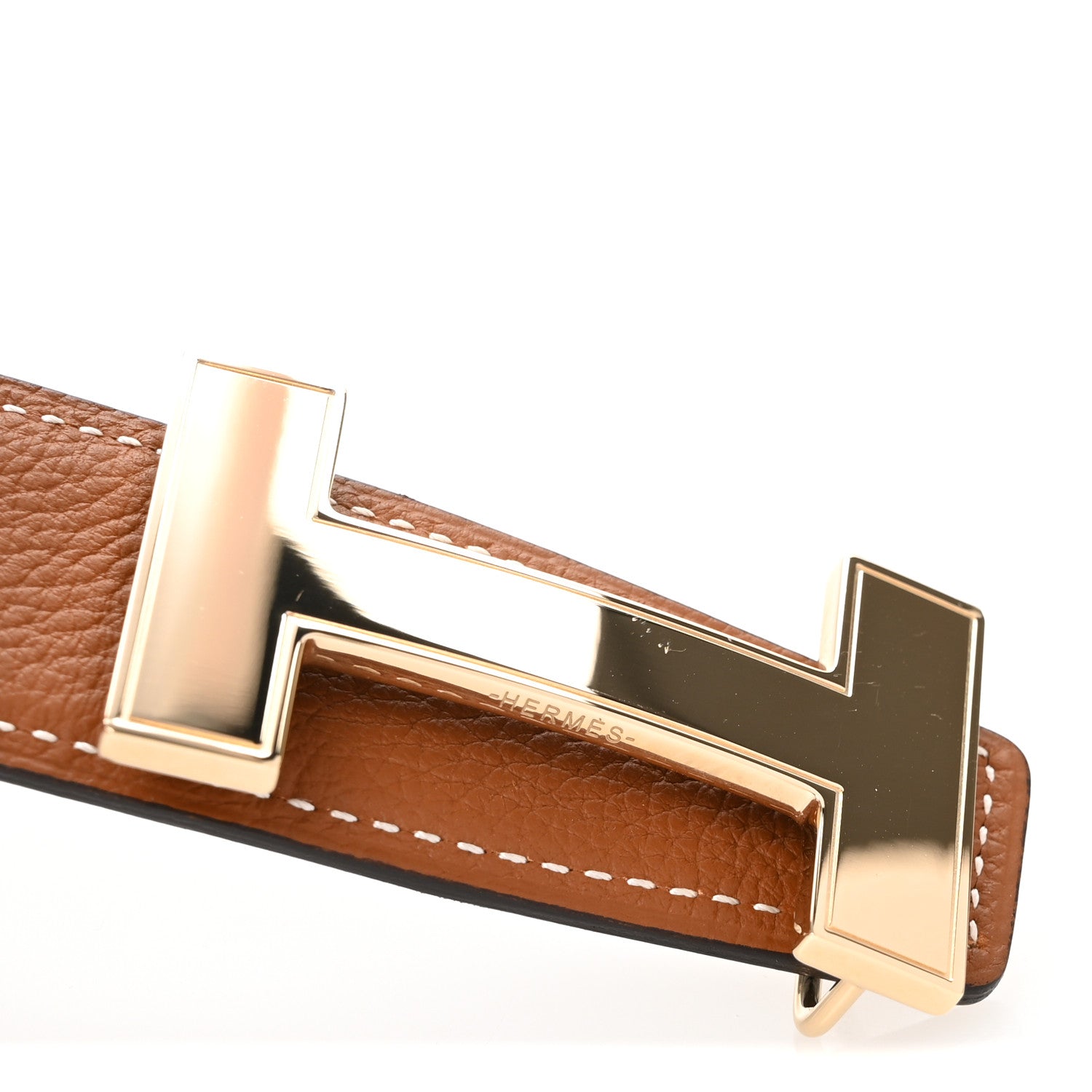 Hermes Box Togo Reversible Polished 32mm Quizz H Belt 105 Black Gold 7 of 8