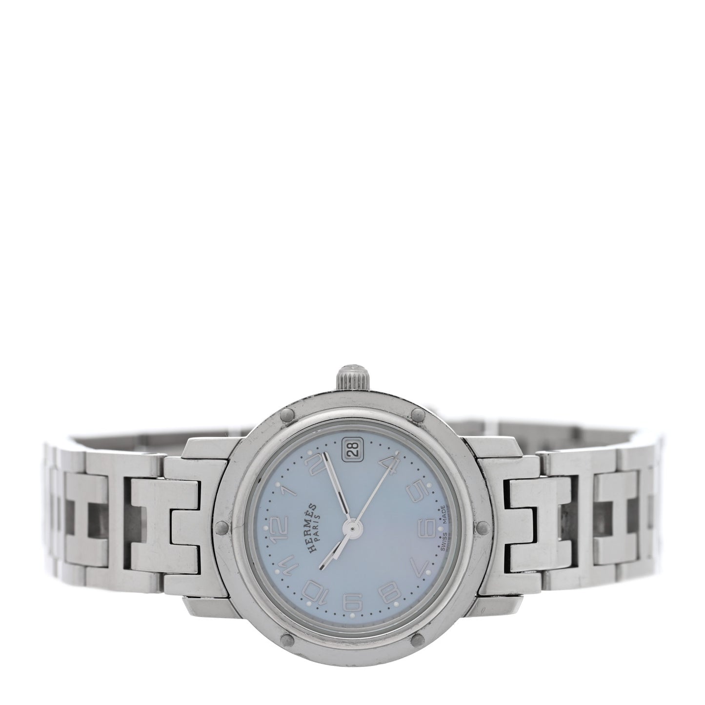 Stainless Steel Blue Mother of Pearl 24mm Clipper Quartz Watch