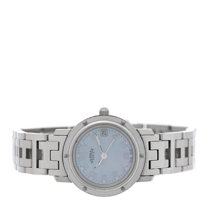Hermes Stainless Steel Blue Mother of Pearl 24mm Clipper Quartz Watch 2 of 4