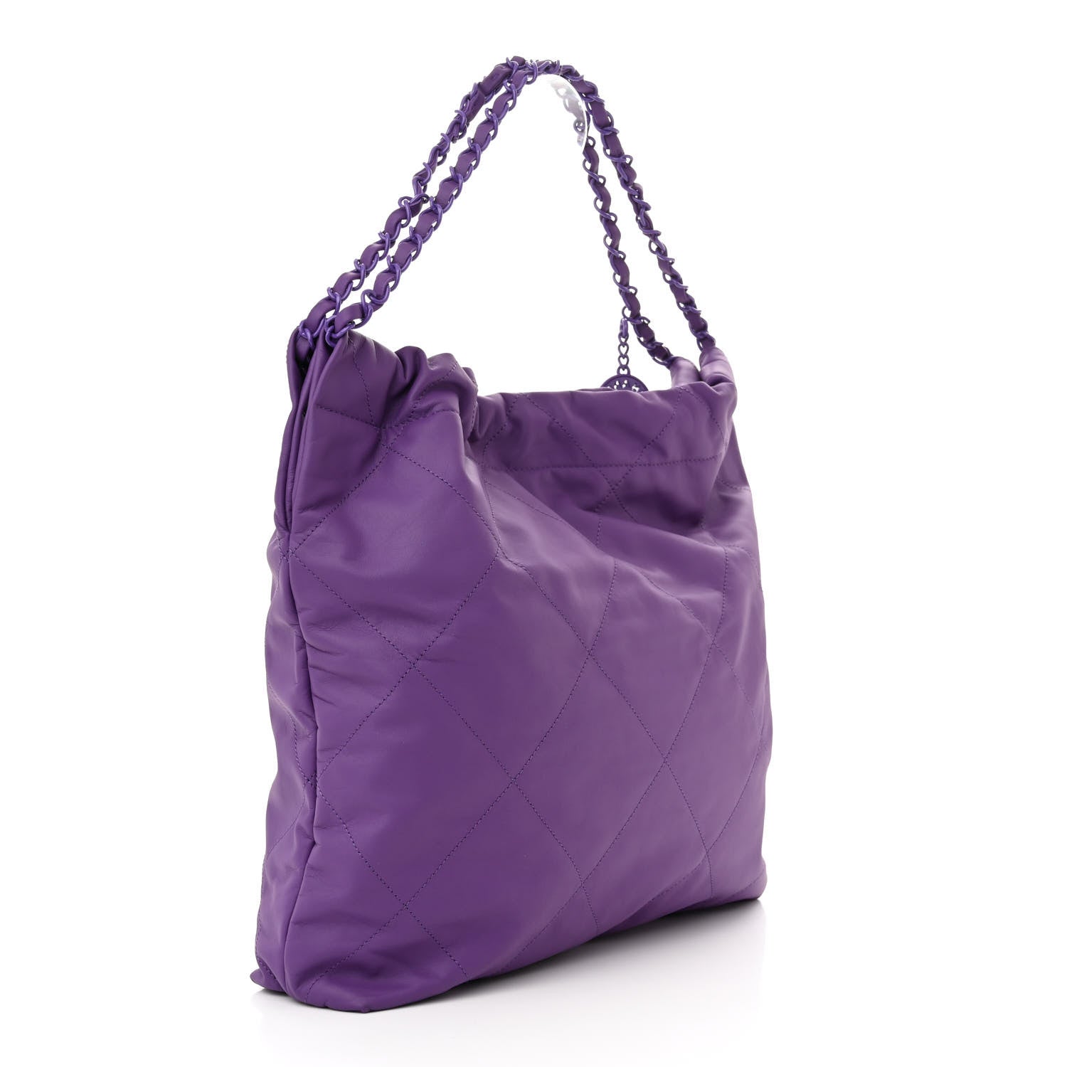 Chanel Matte Calfskin Quilted Monochrome Chanel 22 Purple 4 of 11