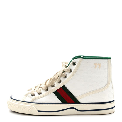 Gucci Monogram GG Mignon Web Womens 1977 Tennis High Top Sneakers 37 White 1 of 9
