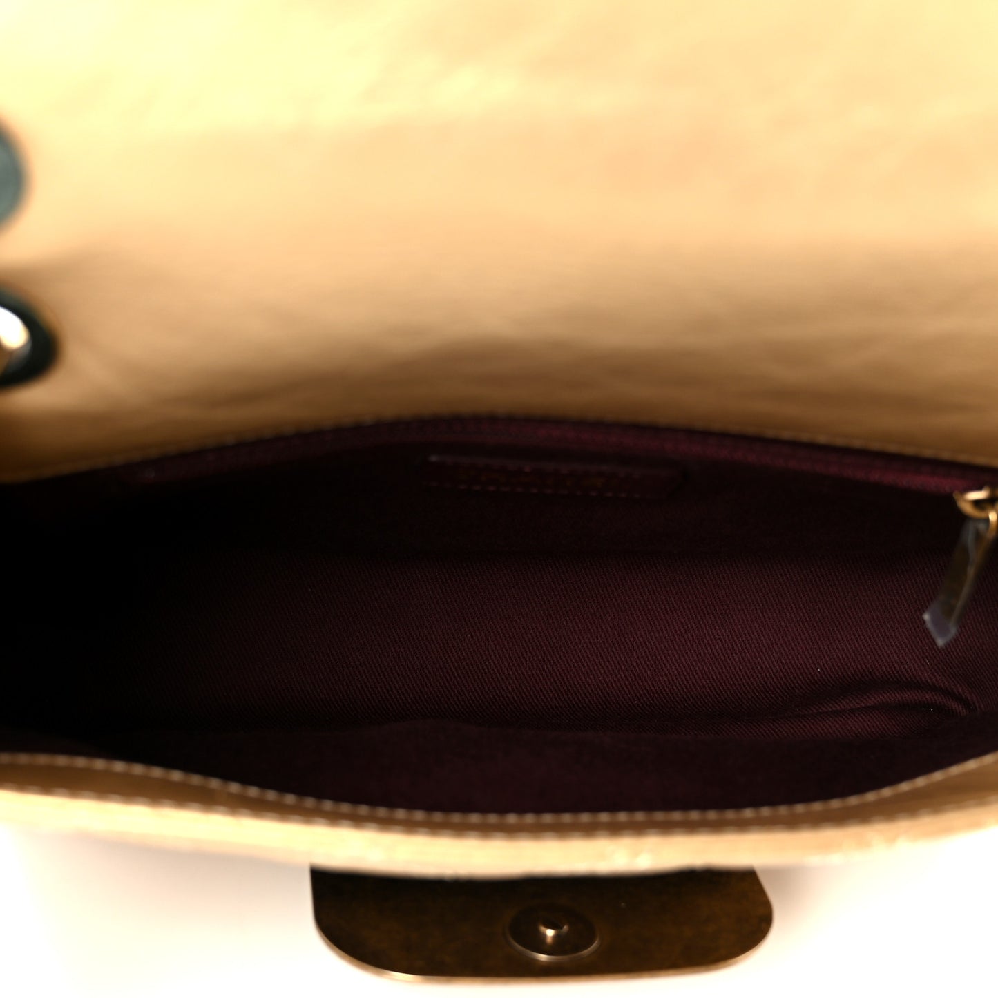 Metallic Aged Calfskin Quilted CC Square Flap Light Gold