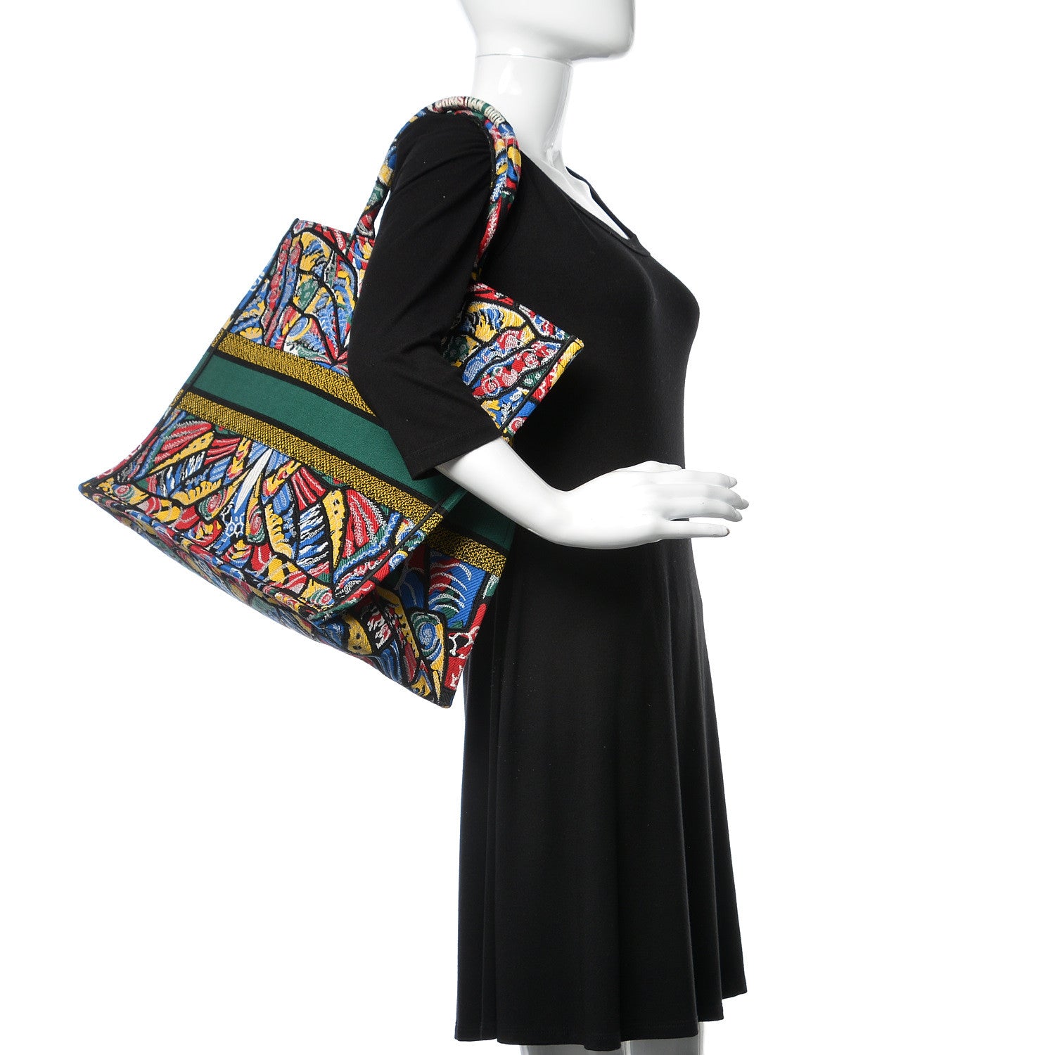 Christian Dior Canvas Embroidered Butterfly Book Tote Black Multicolor 2 of 10