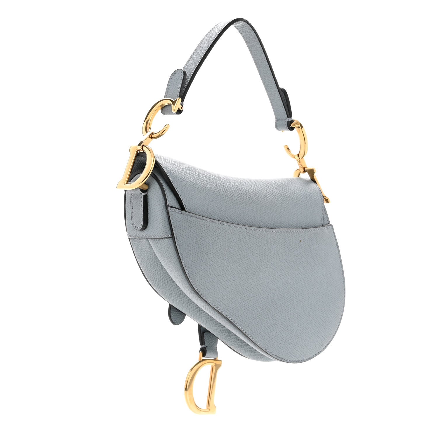 Christian Dior Grained Calfskin Mini Saddle Bag Sky Blue 3 of 11
