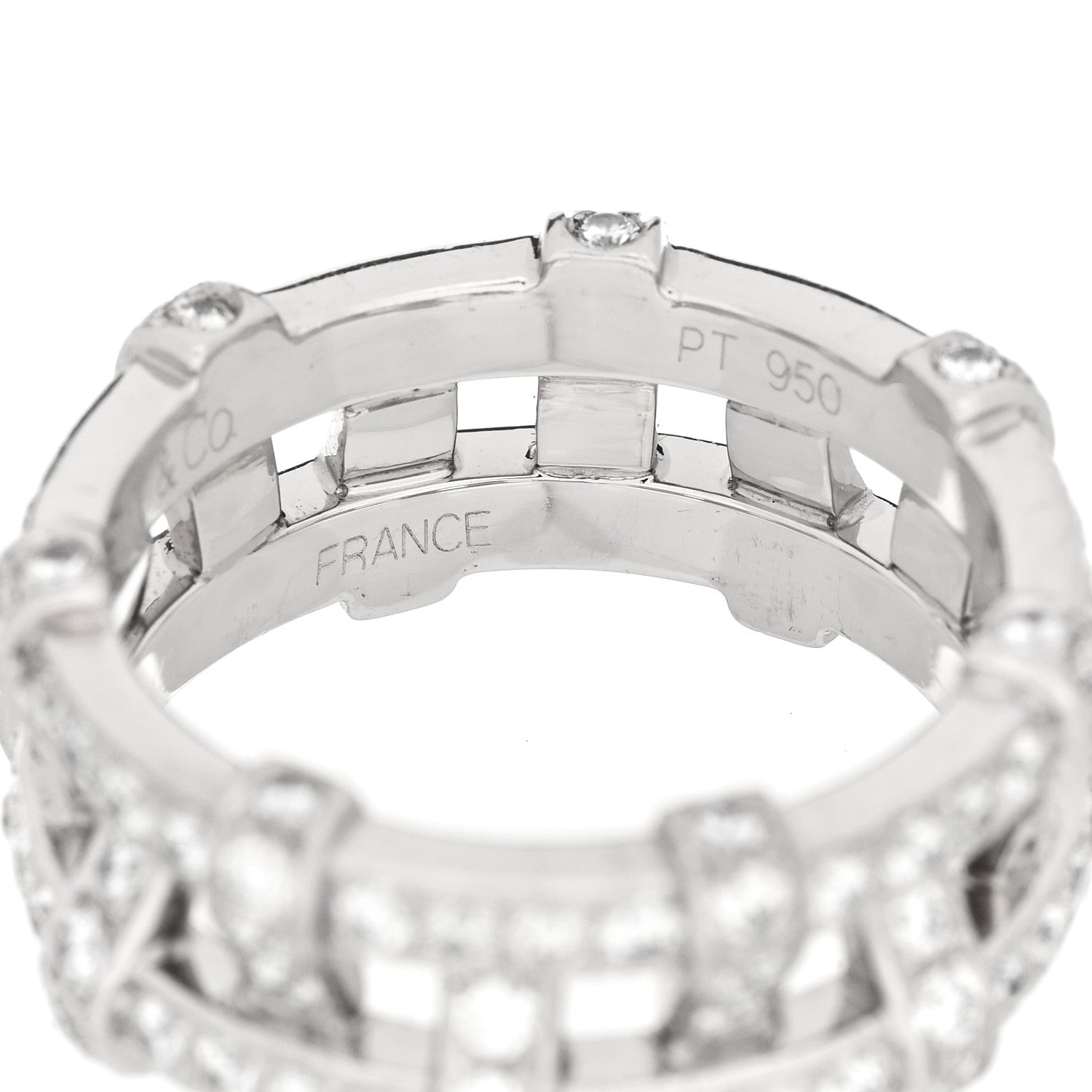 Tiffany Platinum Diamond Weave Band Ring 50 5.5 5 of 6