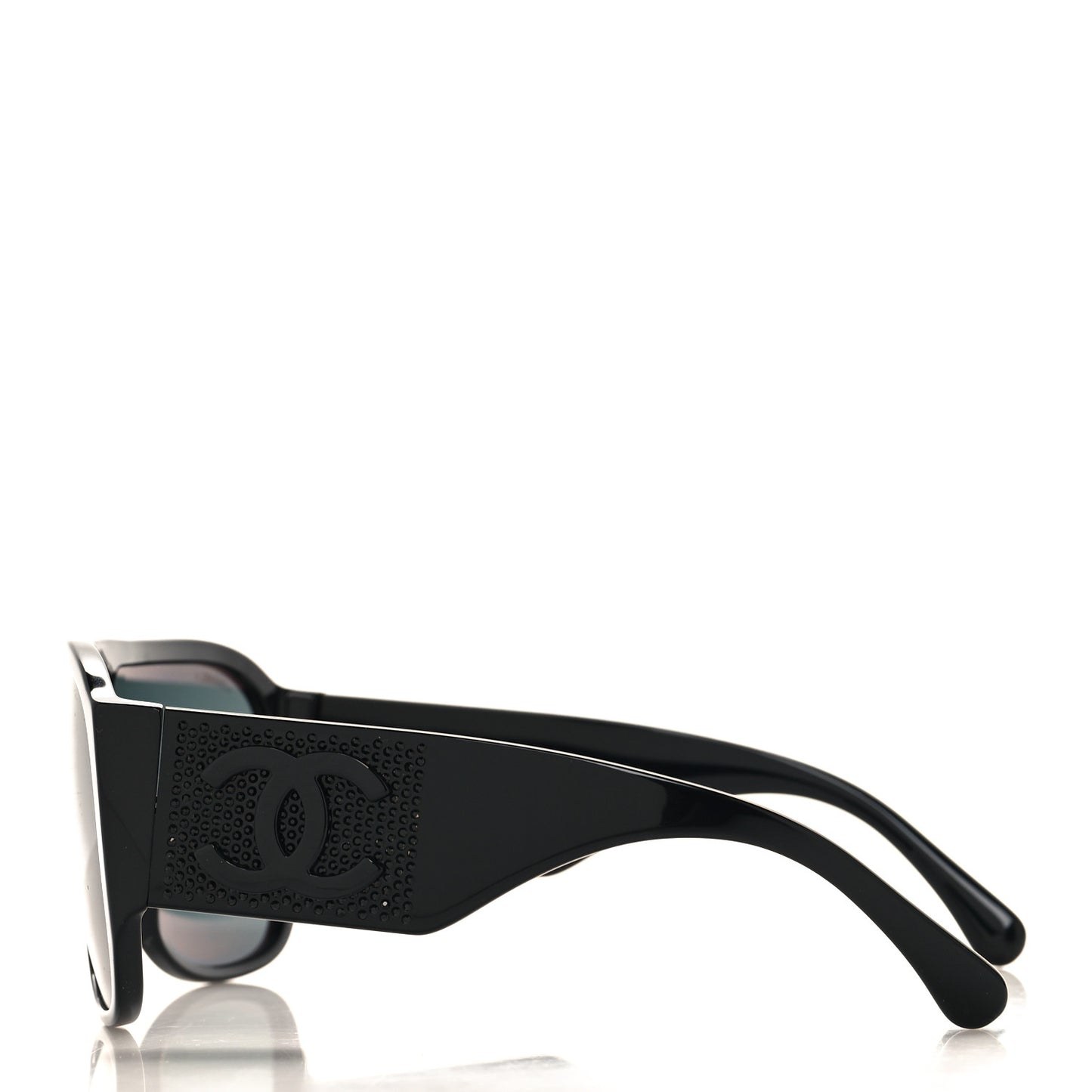 Acetate Crystal CC Shield Sunglasses 5466-B Black