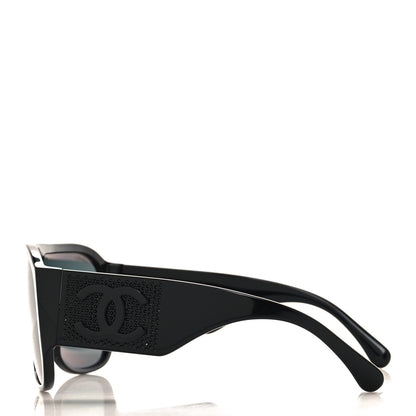 Chanel Acetate Crystal CC Shield Sunglasses 5466-B Black 3 of 7