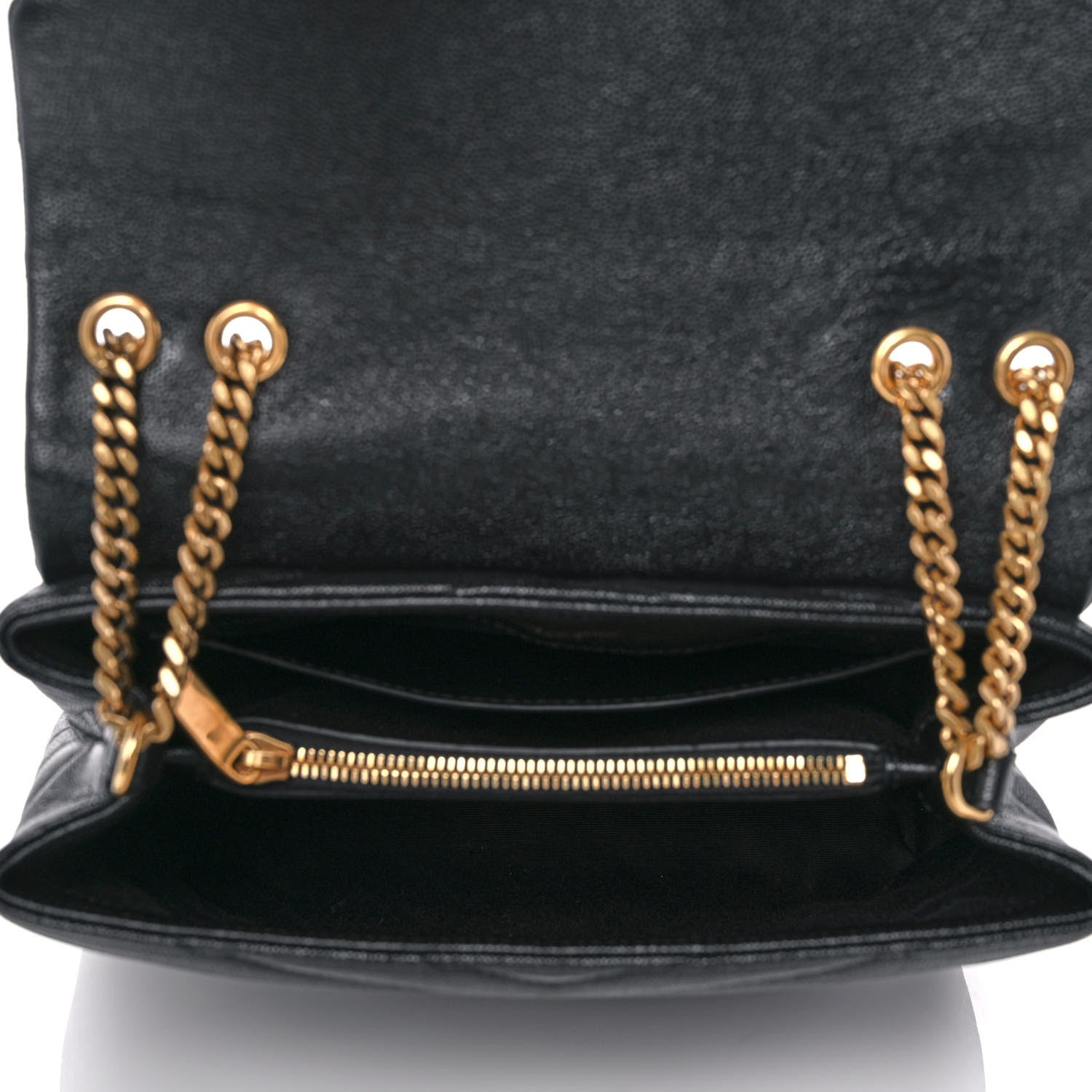 Saint Laurent Grain de Poudre Calfskin Y Quilted Monogram Small Loulou Chain Satchel Black 5 of 12