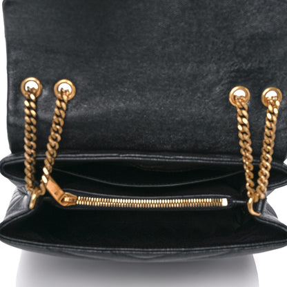 Saint Laurent Grain de Poudre Calfskin Y Quilted Monogram Small Loulou Chain Satchel Black 5 of 12