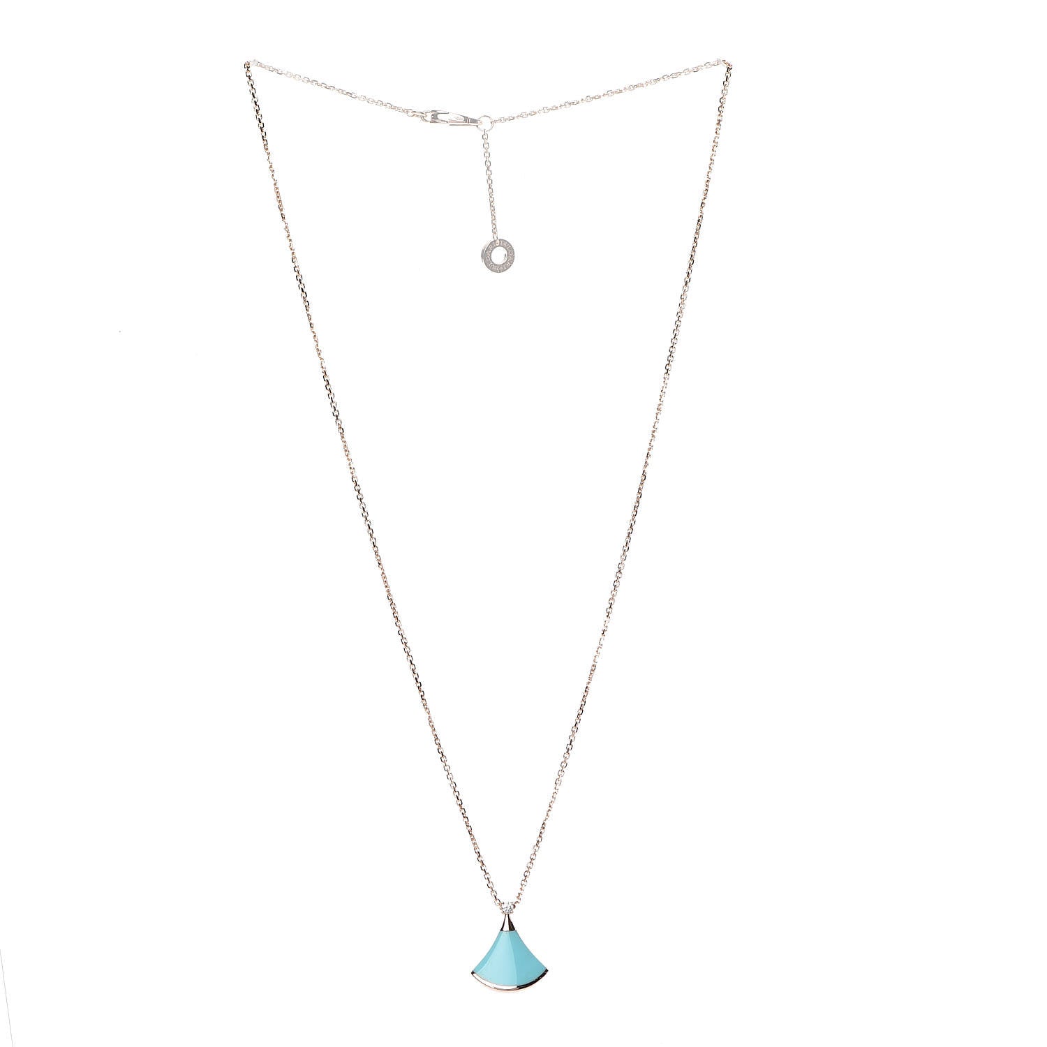 Bulgari 18K Rose Gold Diamond Turquoise Divas' Dream Pendant Necklace 3 of 7