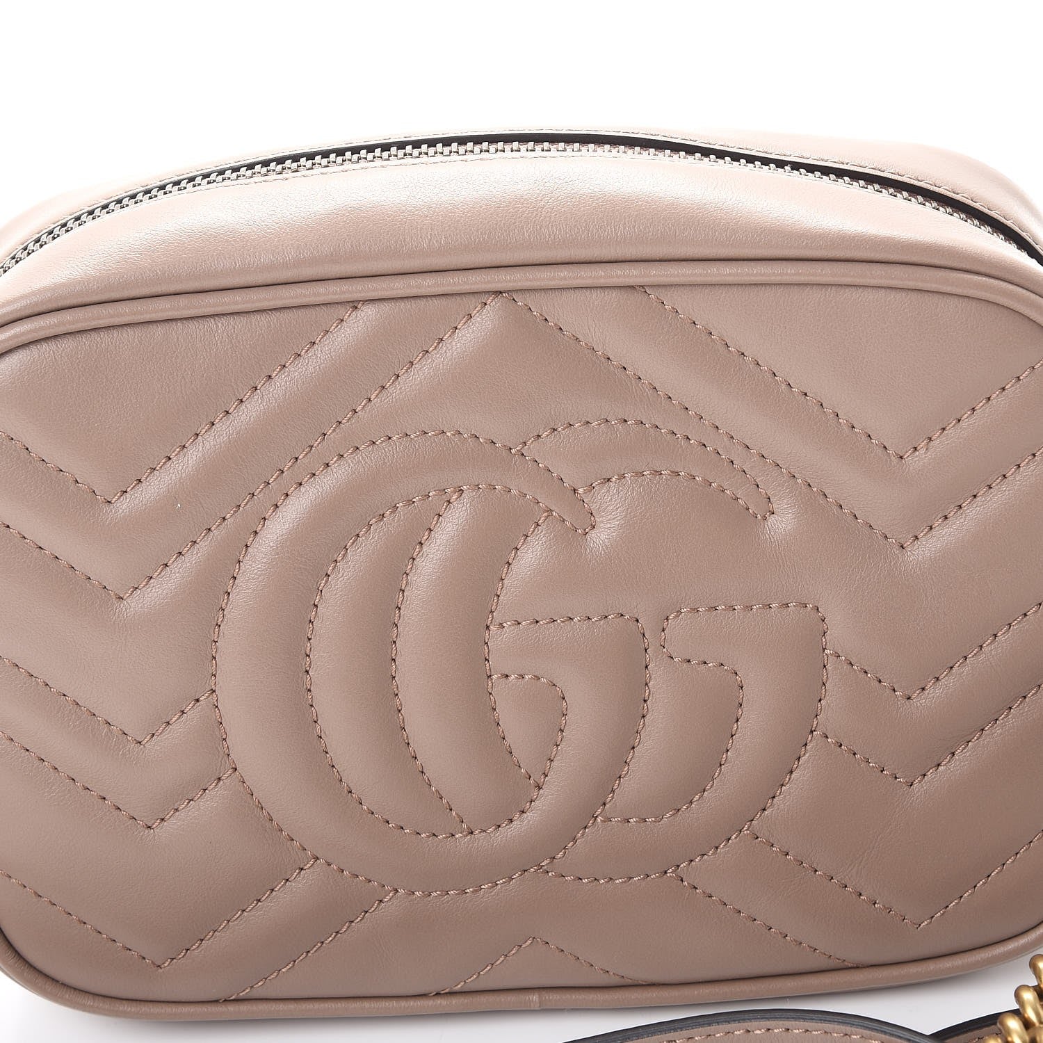 Gucci Calfskin Matelasse Mini GG Marmont Chain Shoulder Bag Porcelain Rose 8 of 8
