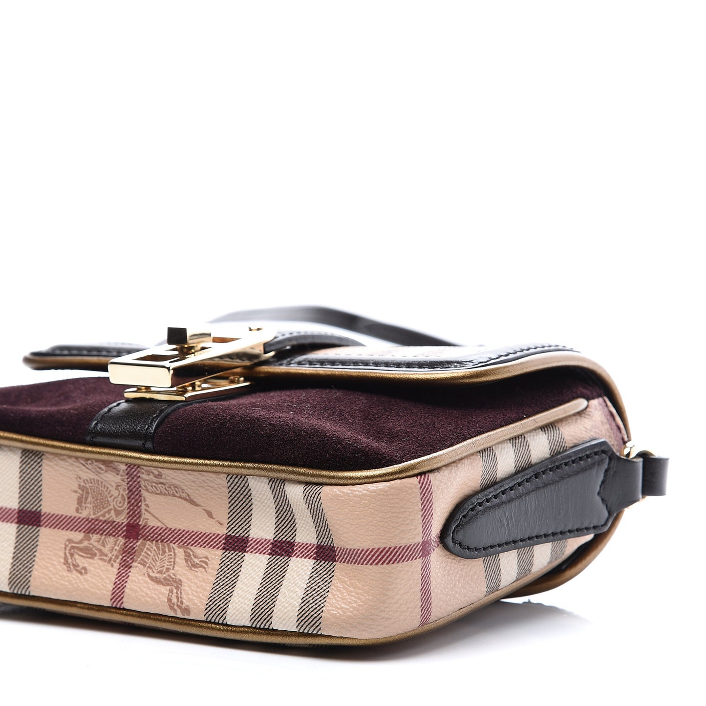 Haymarket Check Suede Mini Berkeley Crossbody Burgundy
