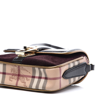 Burberry Haymarket Check Suede Mini Berkeley Crossbody Burgundy 7 of 8