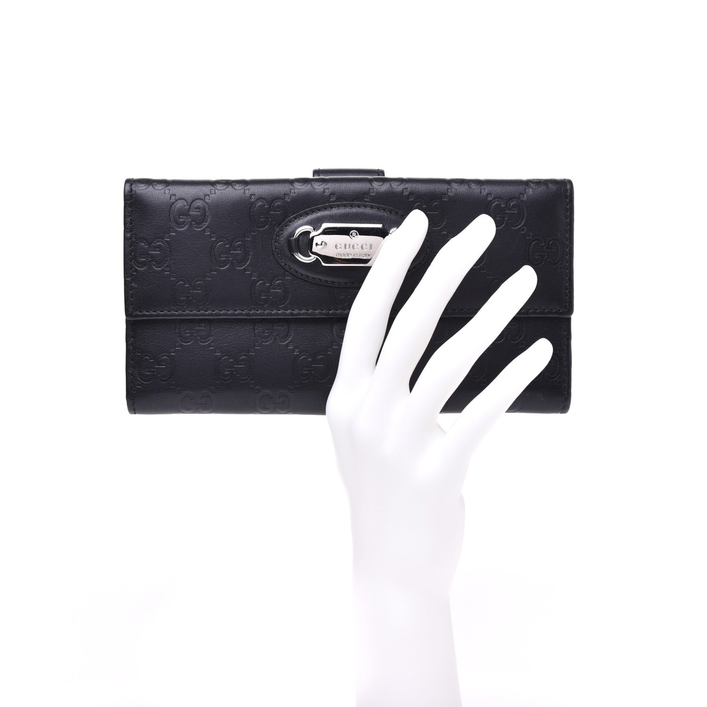 Guccissima Punch Continental Flap Wallet Black