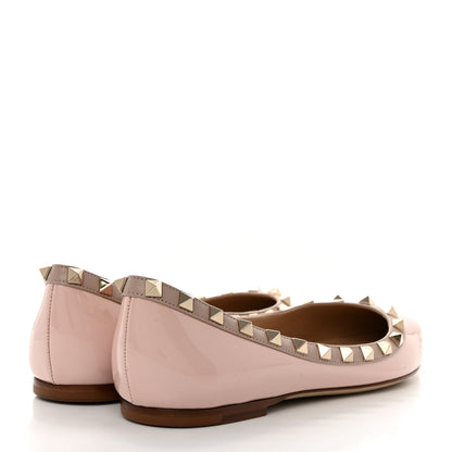 Valentino Garavani Patent Rockstud Ballerina Flats 38 Poudre 4 of 8